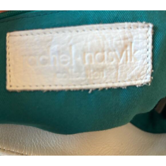 Rachel Nasvik White Tote Purse Tabitha Bag Leather Gold Hardware - Picture 8 of 9